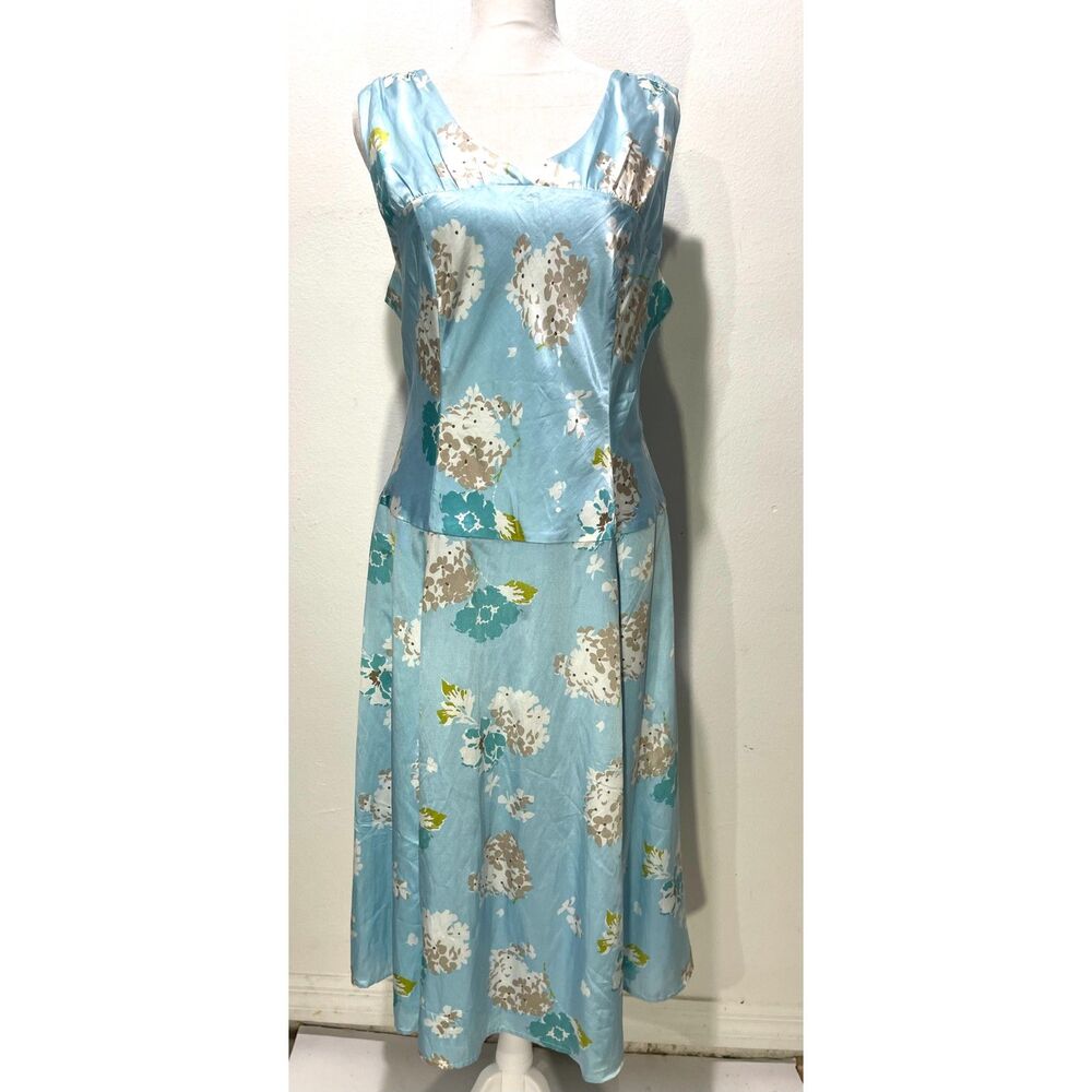 Pendleton silk cotton dress Y2K dropped waist floral easter spring women 10